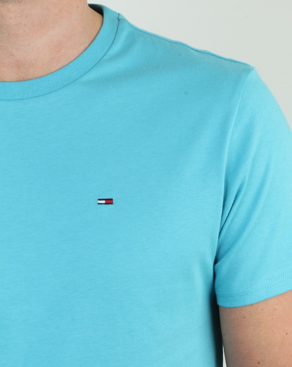 Tommy Hilfiger – T-Shirt aus Baumwolle mit Rundhalsausschnitt, Aquablau