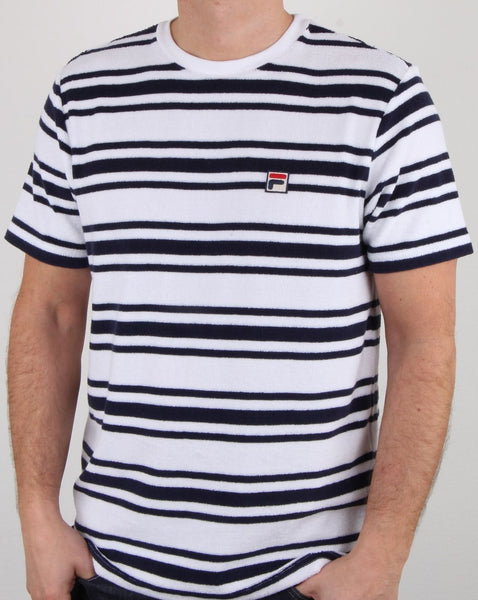 Fila Vintage Terry Style Stripe T Shirt White