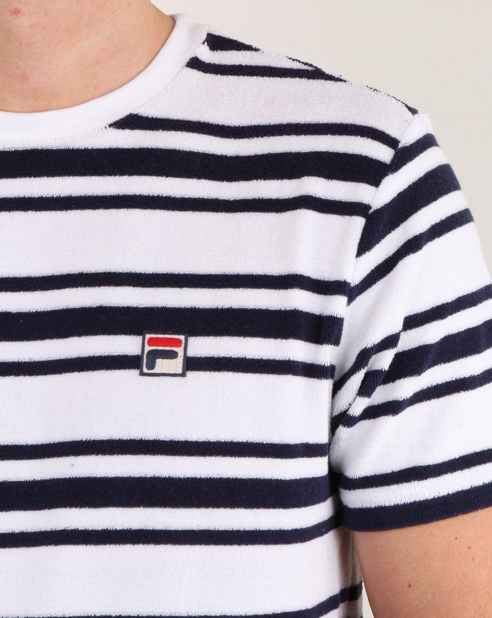 Fila Vintage Terry Style Streifen T-Shirt Weiß