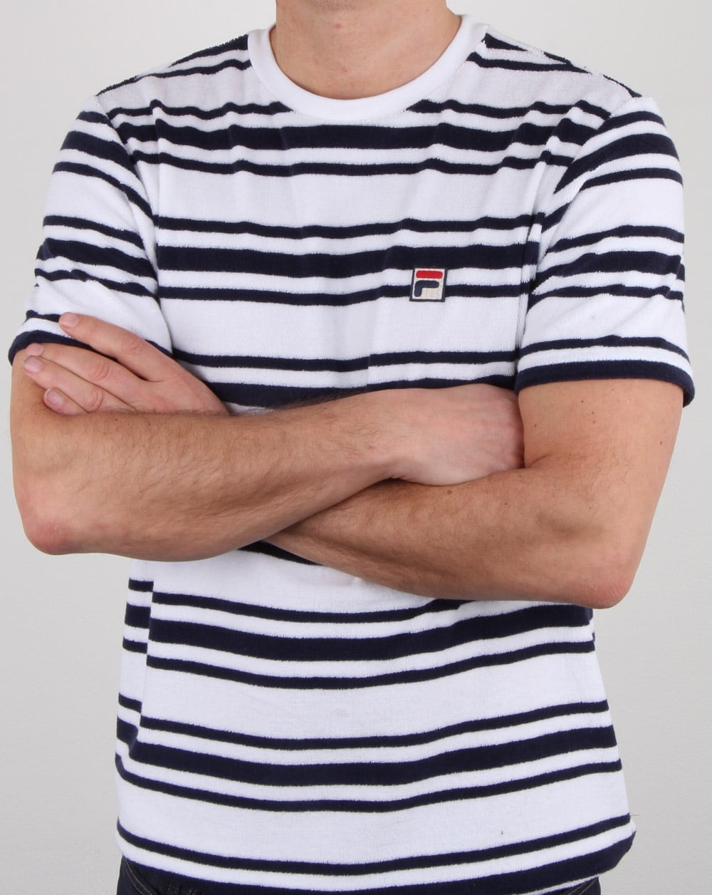 Fila Vintage Terry Style Streifen T-Shirt Weiß