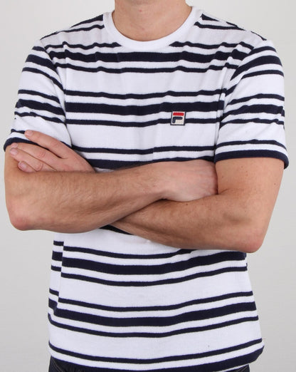Fila Vintage Terry Style Streifen T-Shirt Weiß