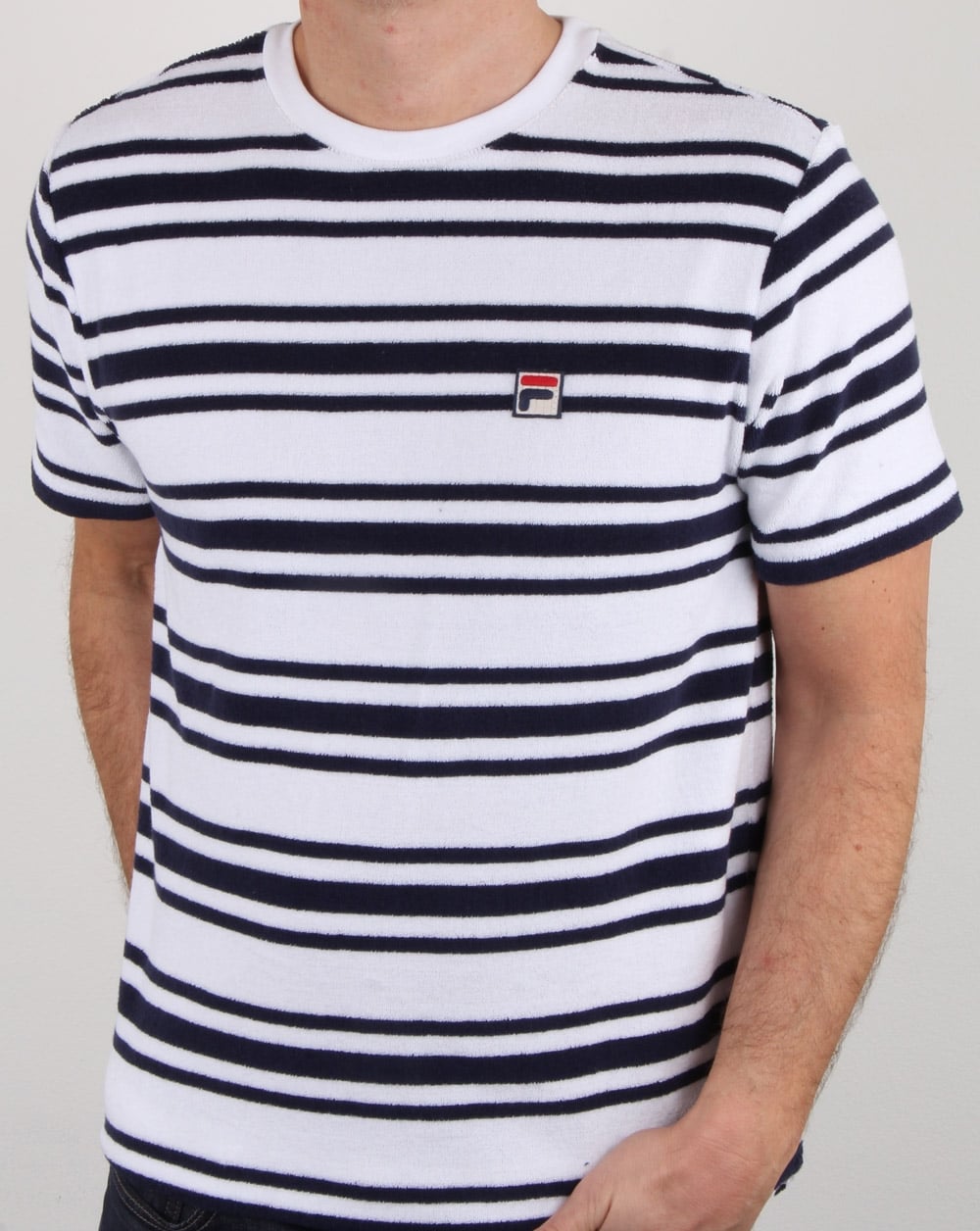 Fila Vintage Terry Style Streifen T-Shirt Weiß