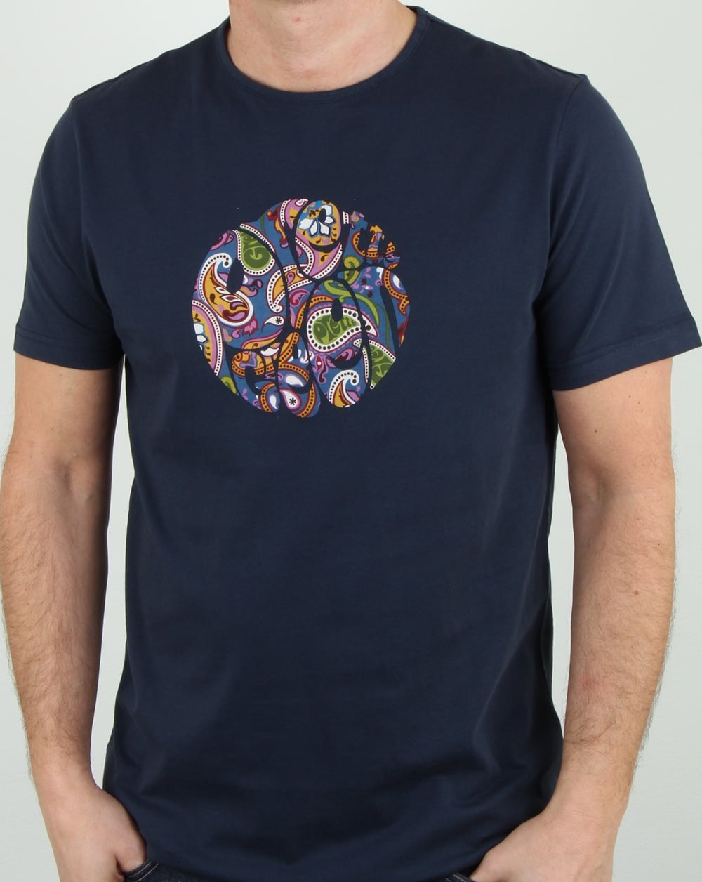 Pretty Green T-Shirt mit Paisley-Logo, Marineblau