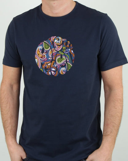 Pretty Green T-Shirt mit Paisley-Logo, Marineblau