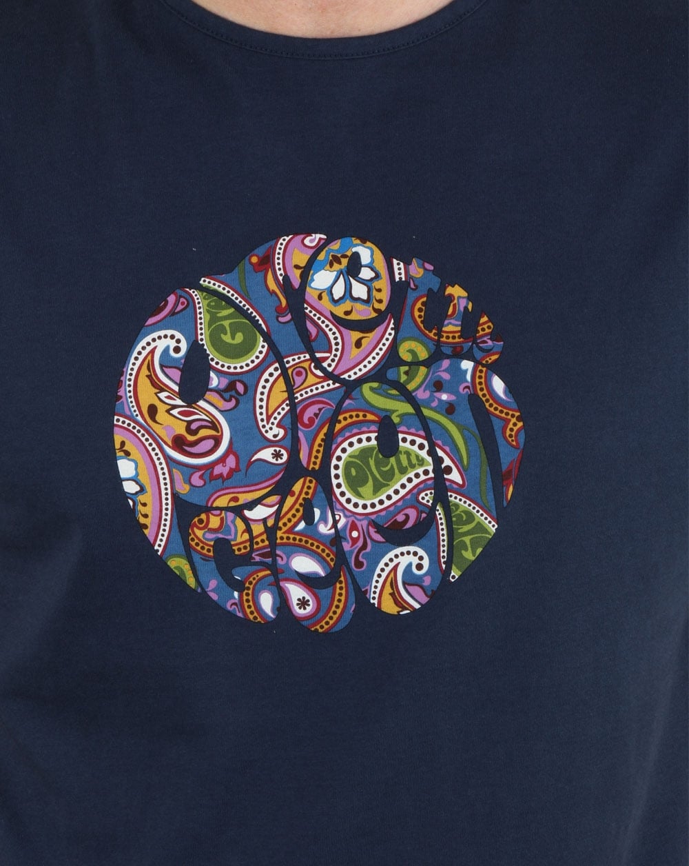 Pretty Green T-Shirt mit Paisley-Logo, Marineblau