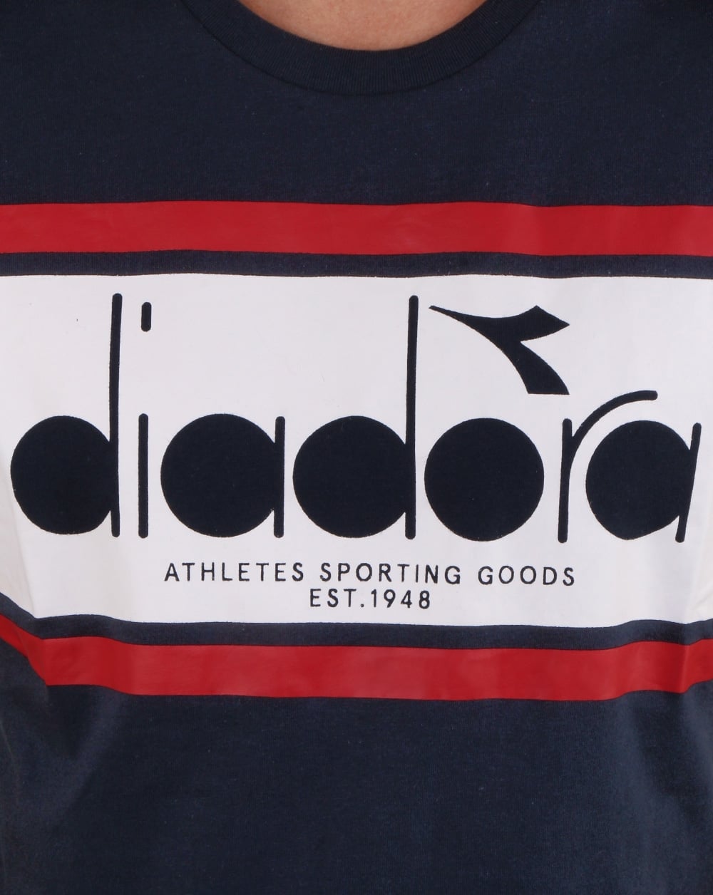 Diadora Spectra T-Shirt Blau Denim/Weiß/Rot Salsa