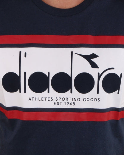Diadora Spectra T-Shirt Blau Denim/Weiß/Rot Salsa