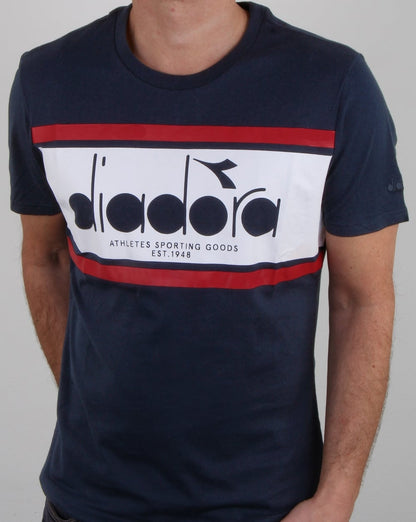 Diadora Spectra T-Shirt Blau Denim/Weiß/Rot Salsa