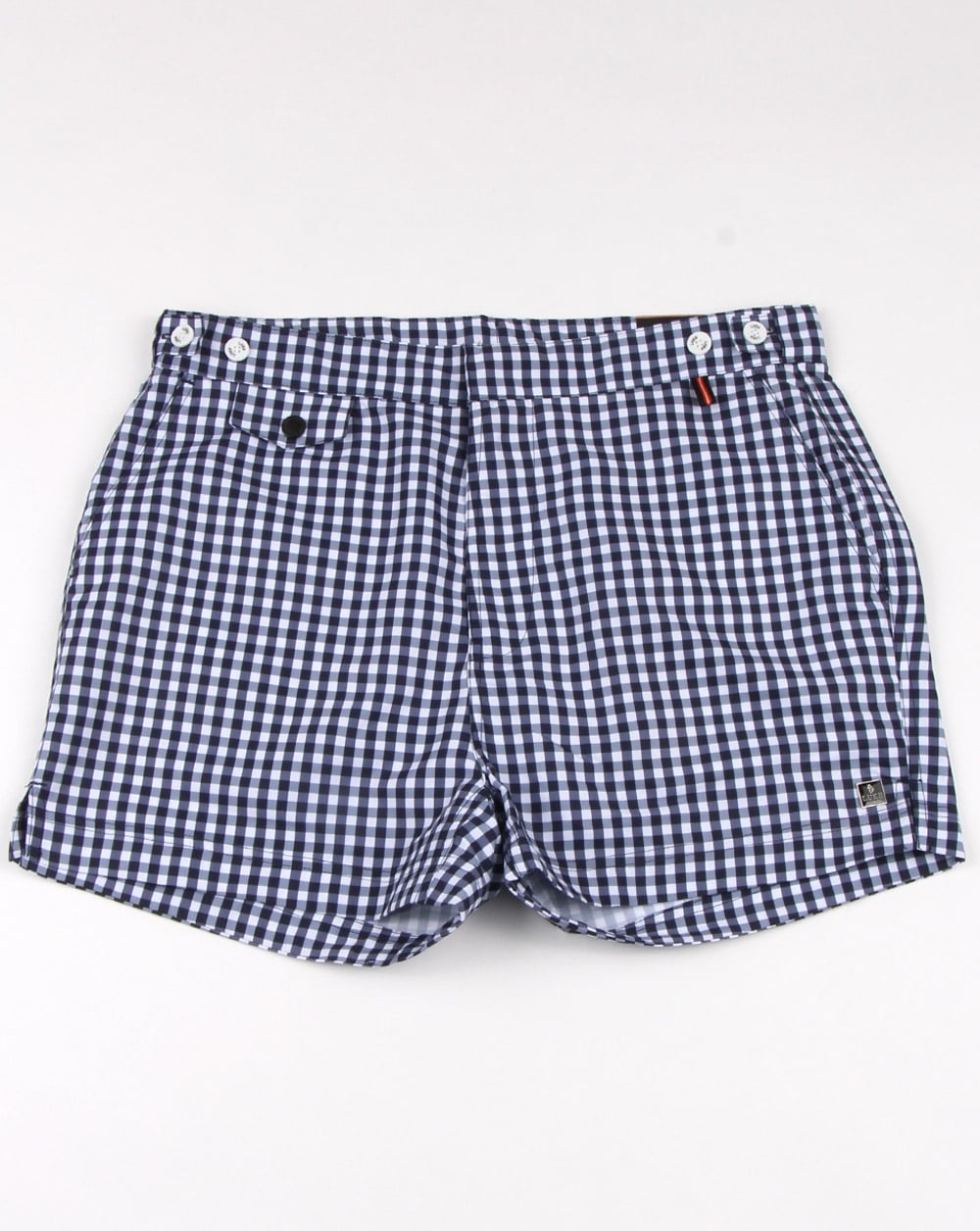 Luke Shorty Kurze Badeshorts Marineblau/Weiß Gingham