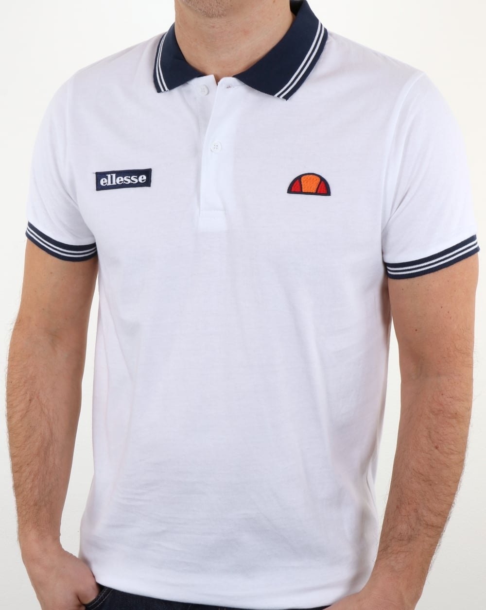 Ellesse Tipped Poloshirt Weiß-Marineblau