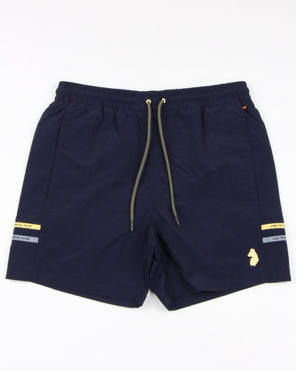 Luke Ragy – Oberschenkellange Badeshorts in Marineblau