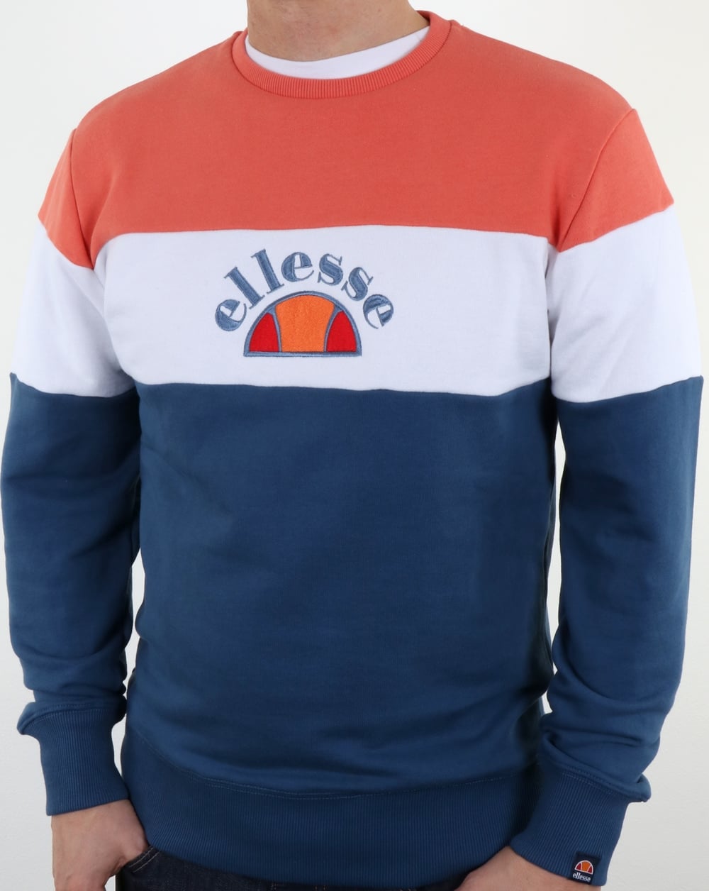 Ellesse Oriveto Sweatshirt Ensign Blau/Weiß/Pfirsich