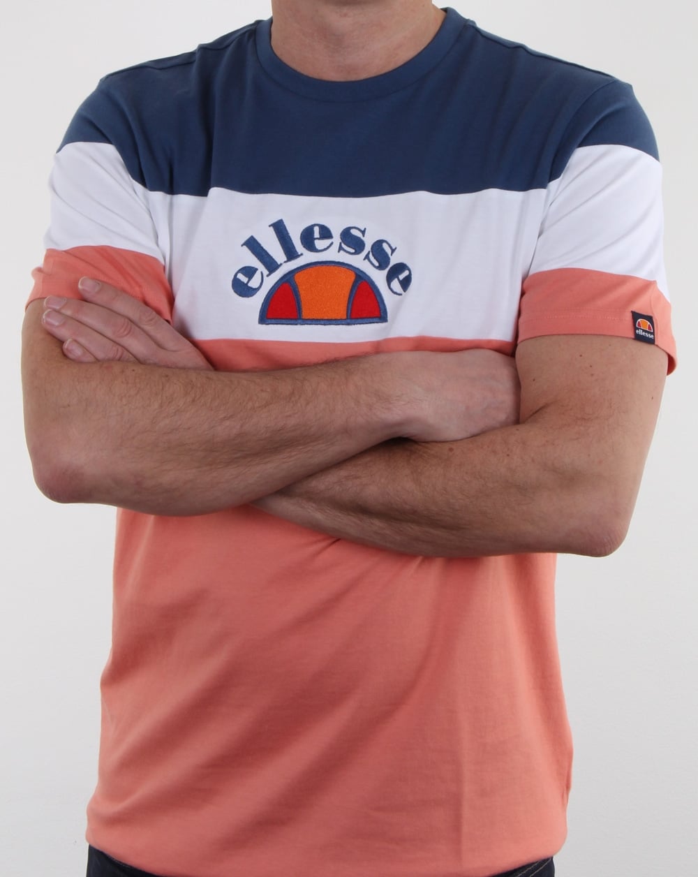 Ellesse Block T-Shirt Pfirsich/Weiß/Blau