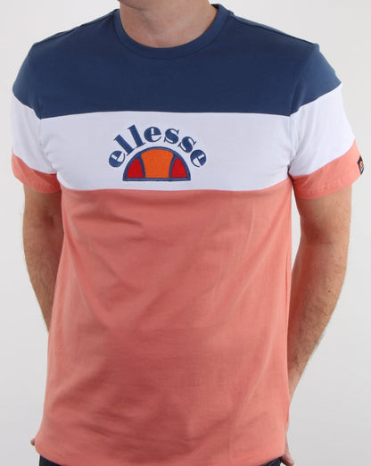 Ellesse Block T-Shirt Pfirsich/Weiß/Blau