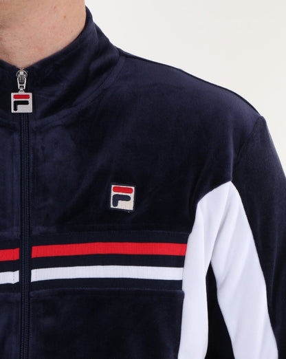 Fila Vintage Velours-Trainingsjacke, Marineblau