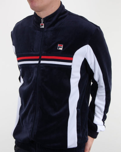 Fila Vintage Velours-Trainingsjacke, Marineblau