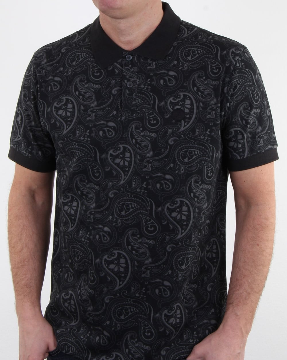 Pretty Green Ranson Paisley Poloshirt Schwarzes Paisley