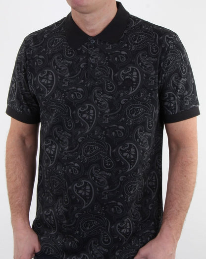 Pretty Green Ranson Paisley Poloshirt Schwarzes Paisley