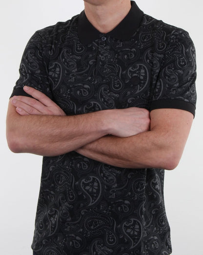 Pretty Green Ranson Paisley Poloshirt Schwarzes Paisley