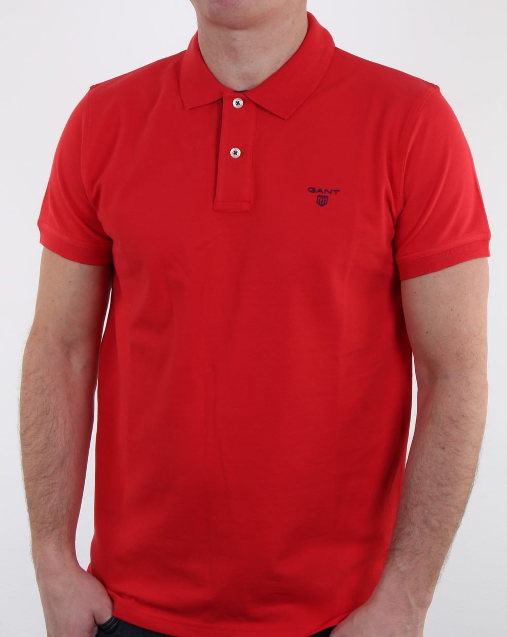 Gant Poloshirt mit Kontrastkragen Hellrot