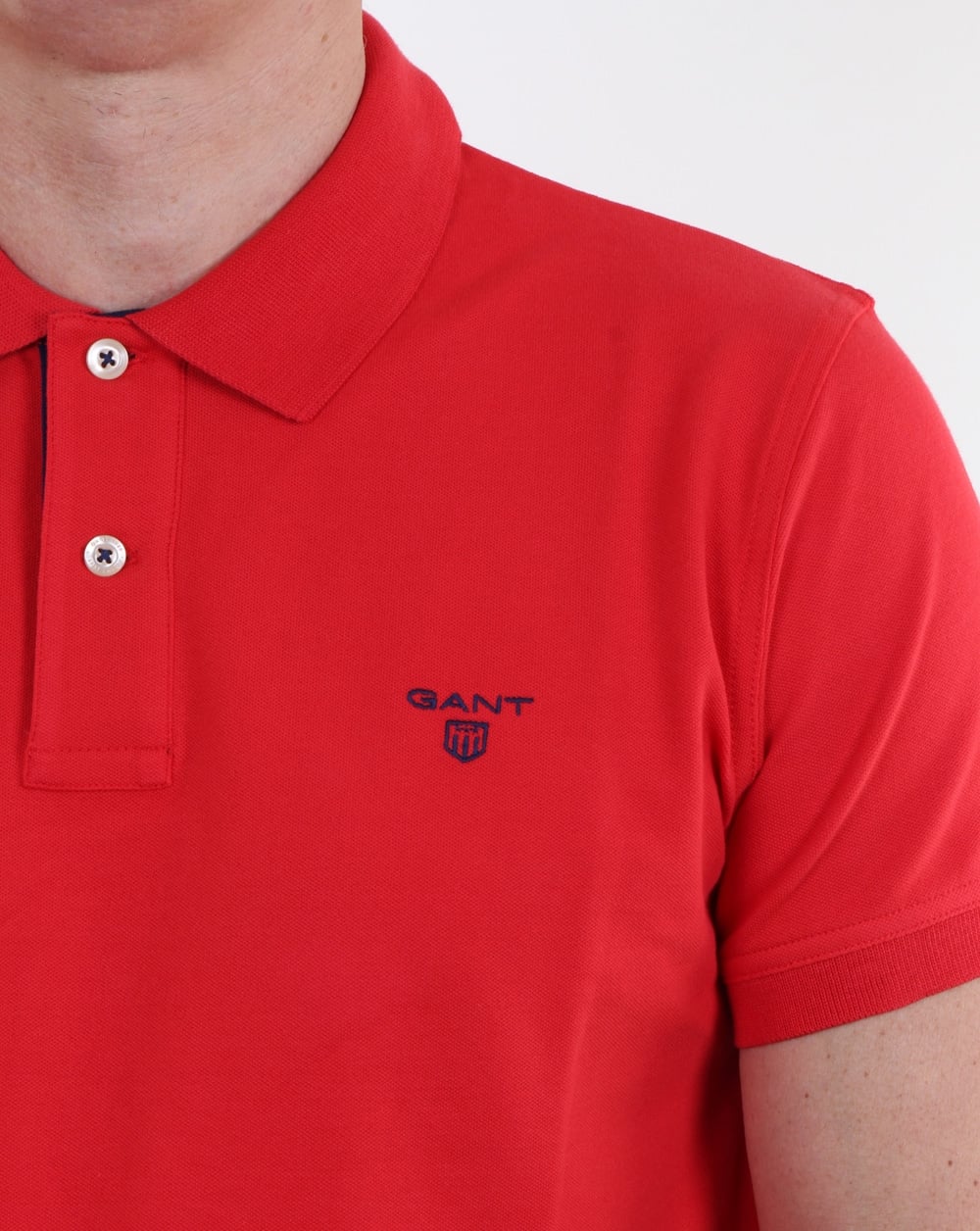 Gant Poloshirt mit Kontrastkragen Hellrot