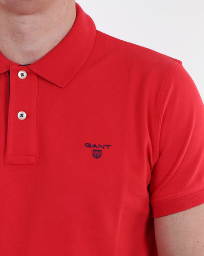 Gant Poloshirt mit Kontrastkragen Hellrot