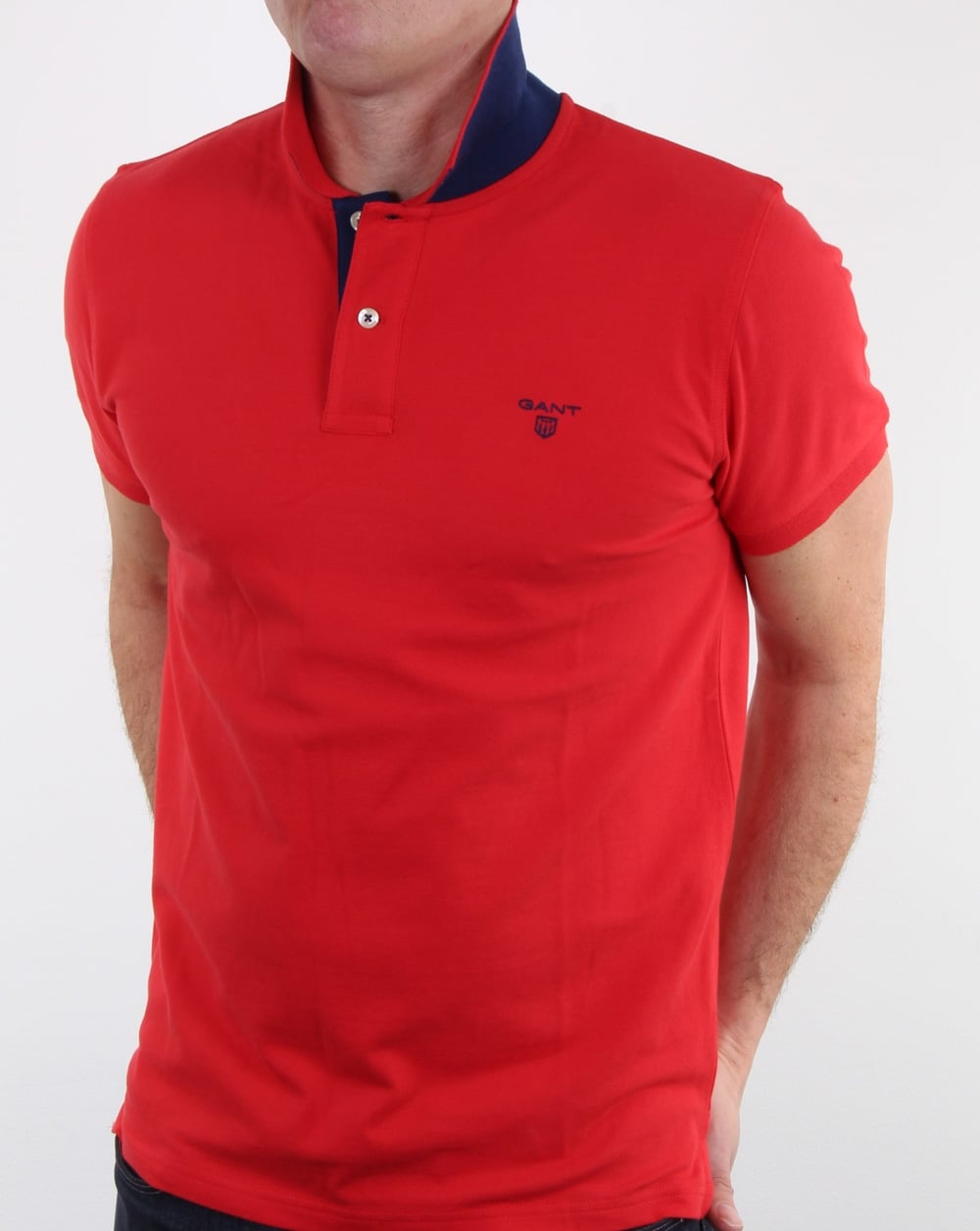 Gant Poloshirt mit Kontrastkragen Hellrot