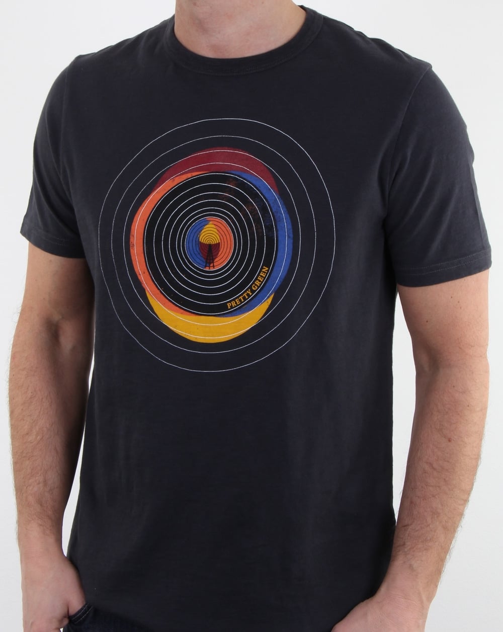 Pretty Green Vinyl Broadcast T-Shirt Grau