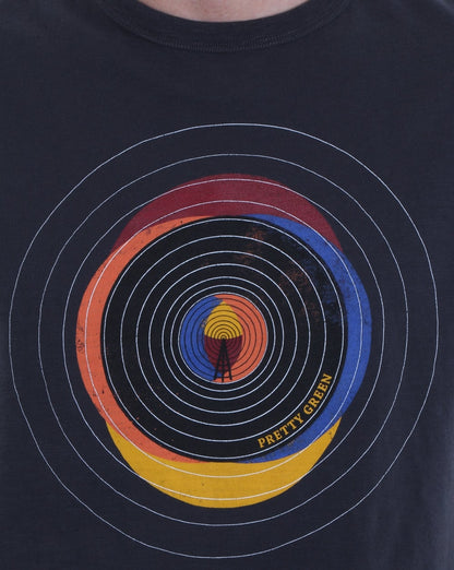 Pretty Green Vinyl Broadcast T-Shirt Grau