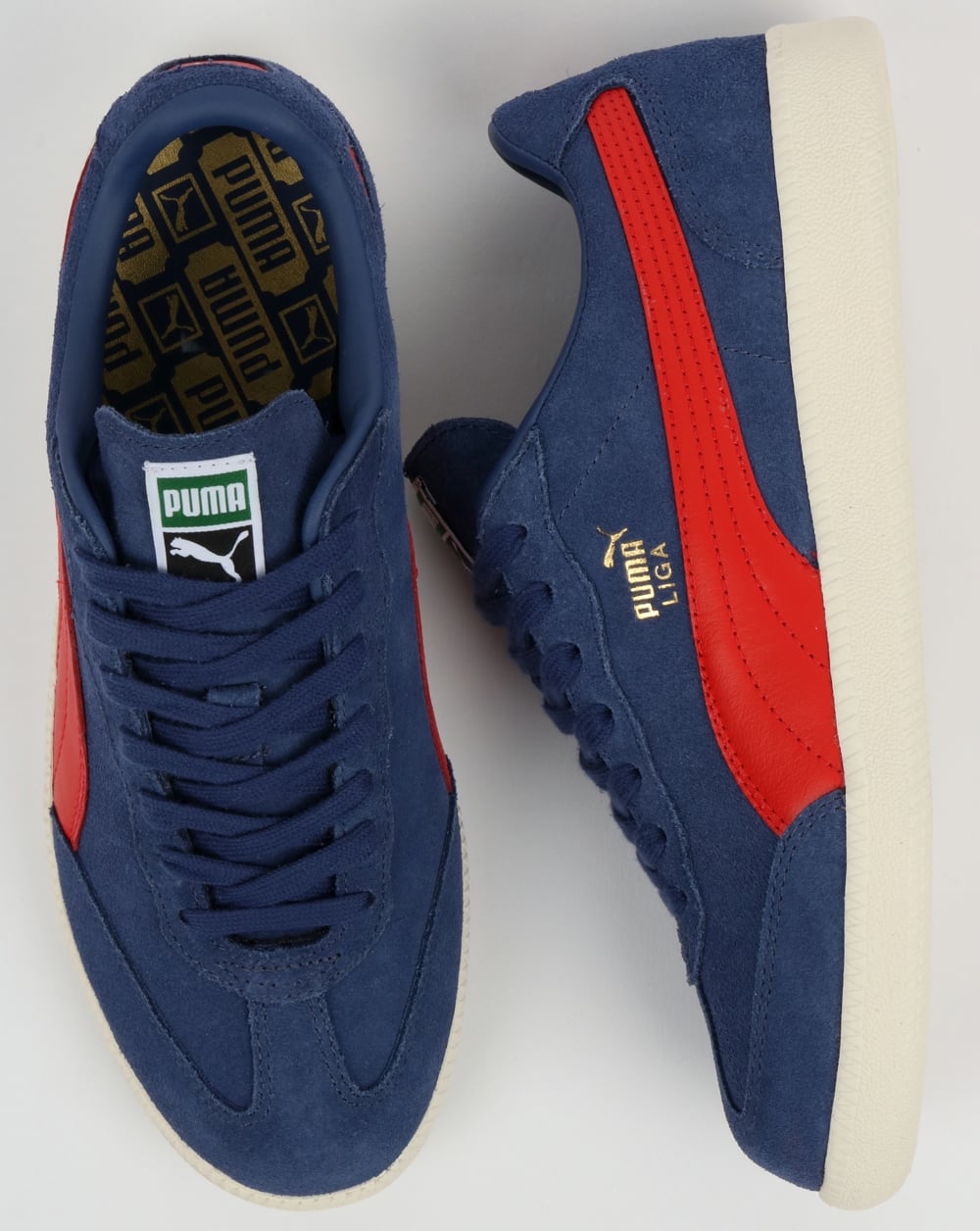 Puma Liga Suede Trainers Blue Indigo/Flame Scarlet