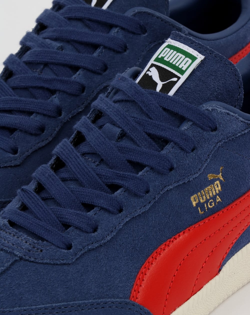 Puma Liga Suede Trainers Blue Indigo/Flame Scarlet