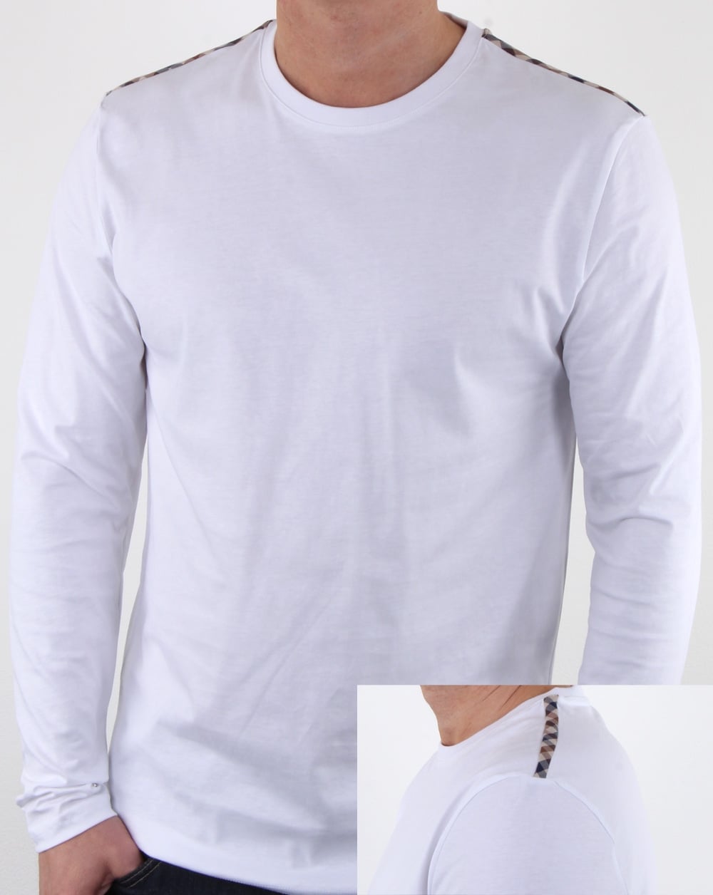 Aquascutum Southport Langarm-T-Shirt Weiß