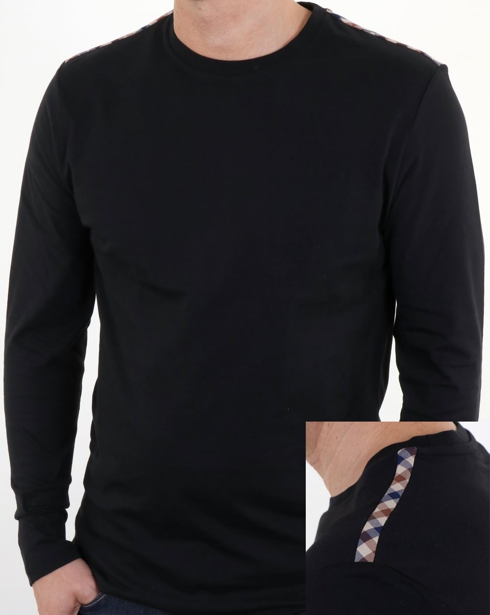 Aquascutum Southport Langarm-T-Shirt Schwarz