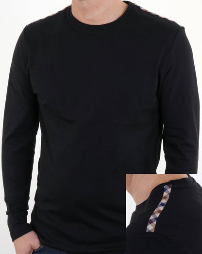 Aquascutum Southport Langarm-T-Shirt Schwarz