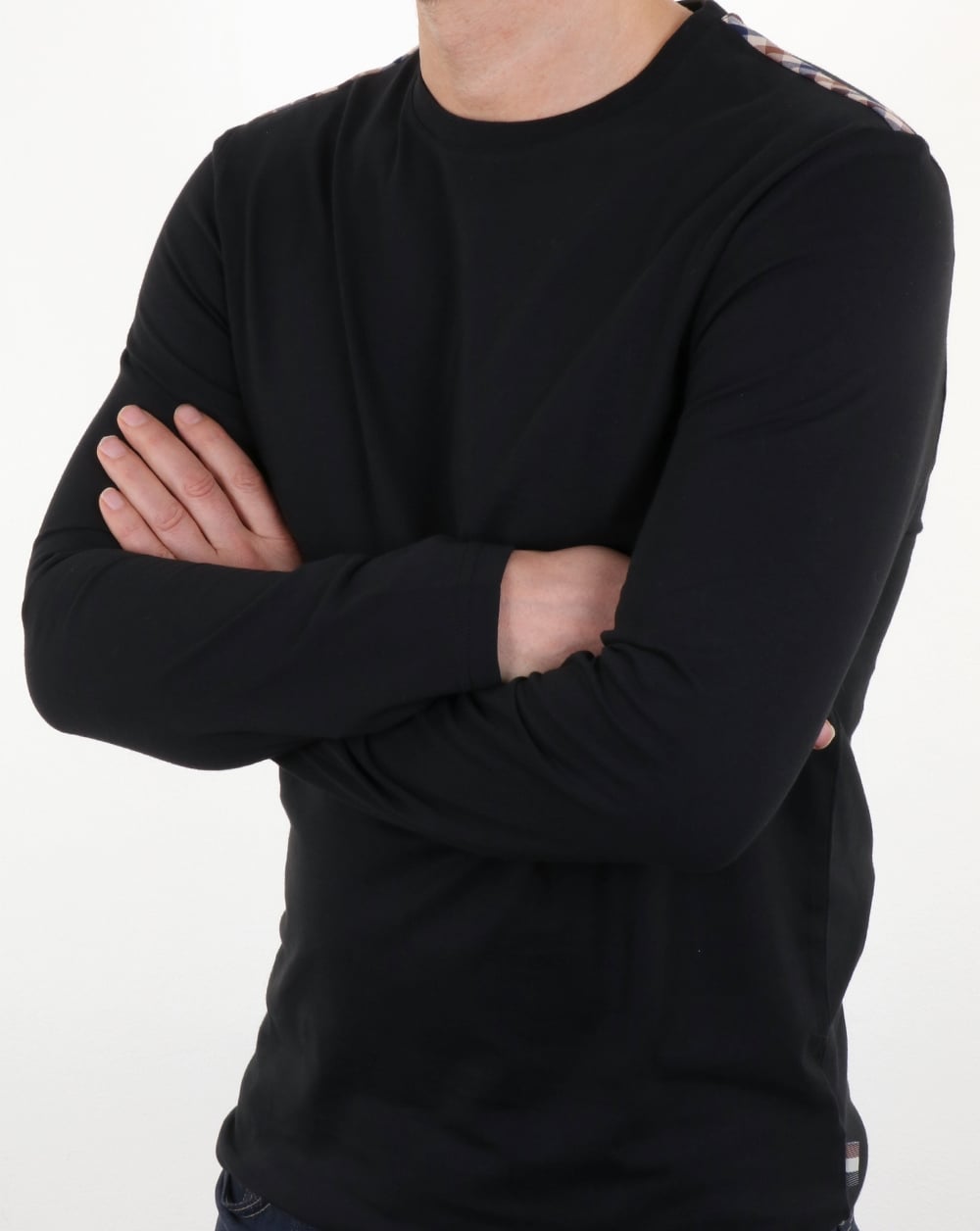Aquascutum Southport Langarm-T-Shirt Schwarz