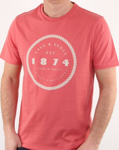 Lyle And Scott T-Shirt mit Grafikdruck, Sonnenuntergangsrosa