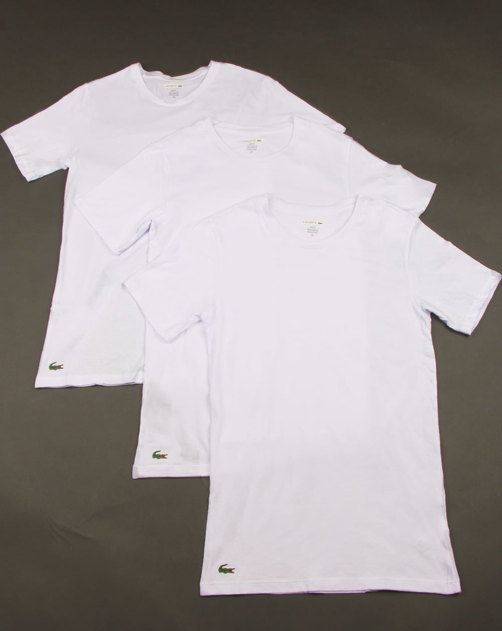 Lacoste – Slim Fit Crew-T-Shirts im Dreierpack in Weiß