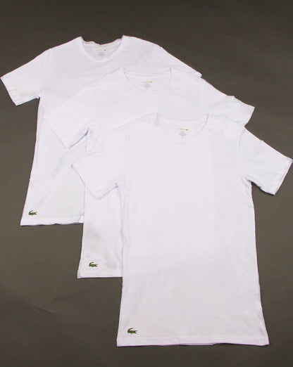 Lacoste – Slim Fit Crew-T-Shirts im Dreierpack in Weiß