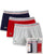 Lacoste Triple Pack Boxer Shorts Grey/Navy/Red