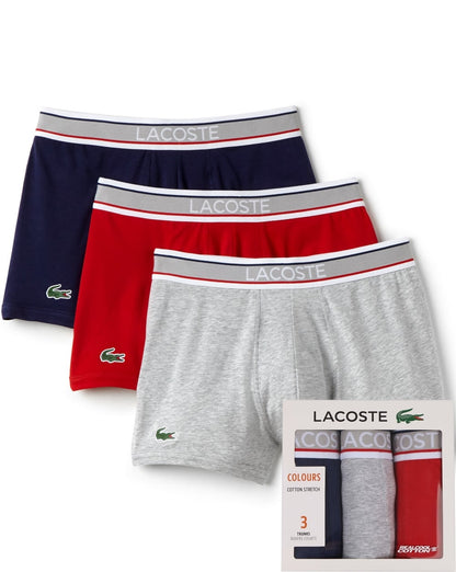 Lacoste Dreierpack Boxershorts Grau/Marineblau/Rot