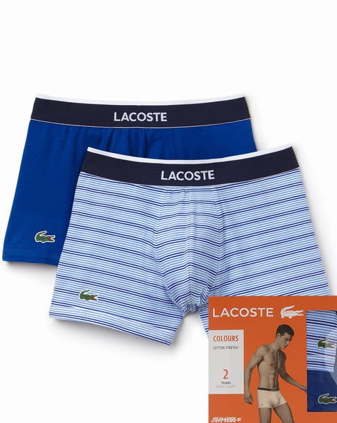Lacoste Twin Pack Boxer Shorts Stripe/Blue