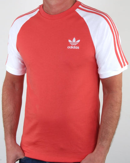 Adidas Originals 3-Streifen T-Shirt Scharlachrot/Weiß