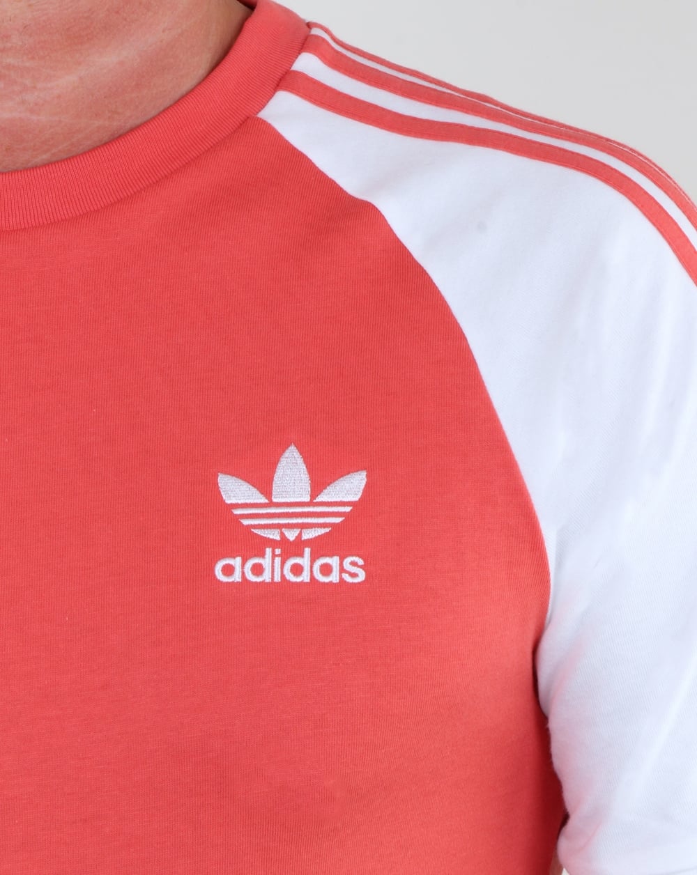 Adidas Originals 3-Streifen T-Shirt Scharlachrot/Weiß