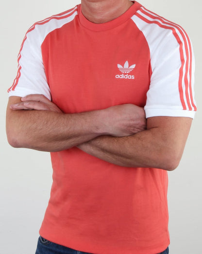 Adidas Originals 3-Streifen T-Shirt Scharlachrot/Weiß