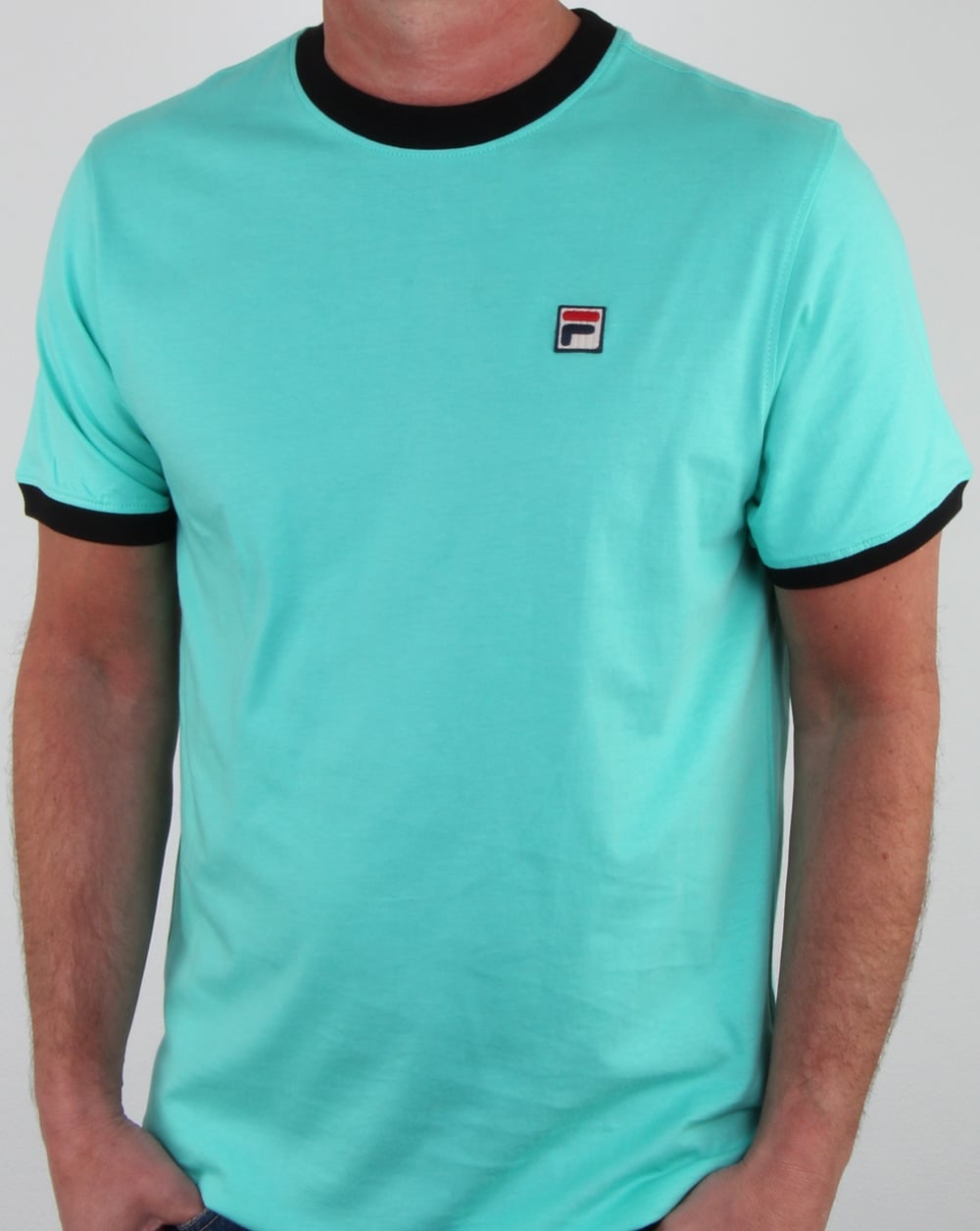 Fila Vintage Ringer T-Shirt Aqua/Marineblau