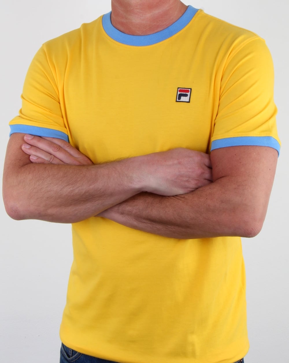 Fila Vintage Marconi T Shirt Yellow/lake Blue