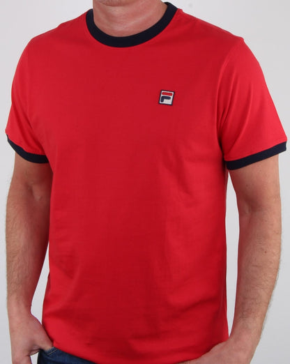 Fila Vintage Marconi T-Shirt Rot/Marineblau