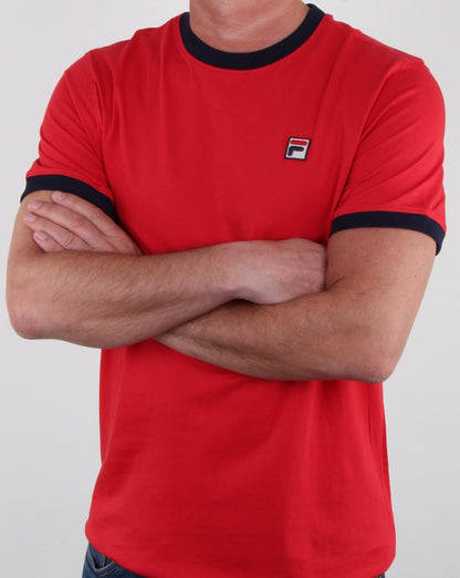 Fila Vintage Marconi T-Shirt Rot/Marineblau