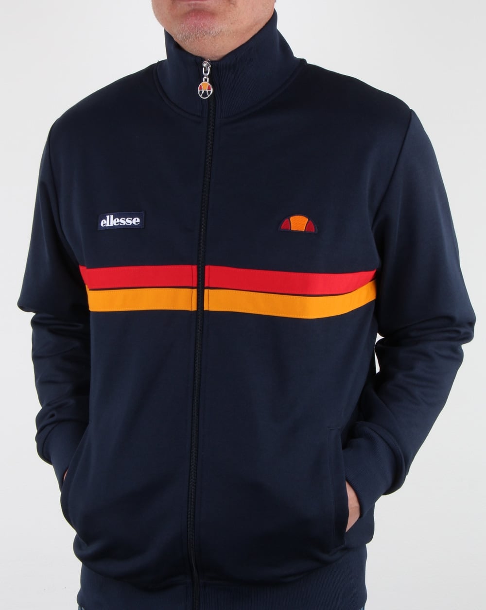 Ellesse – Trainingsoberteil mit zwei Streifen in Marineblau
