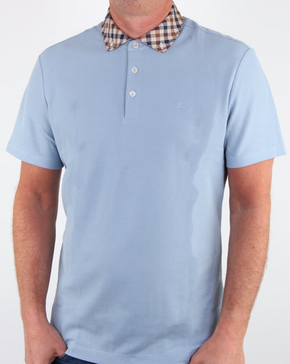 Aquascutum – Coniston – Poloshirt mit kariertem Kragen, Himmelblau